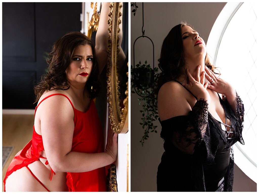 boudoir session curvy woman poses